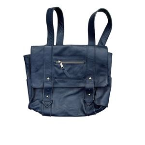 VereVerto Navy Repetto Leather Convertible Backpack/Messenger Bag/Handbag